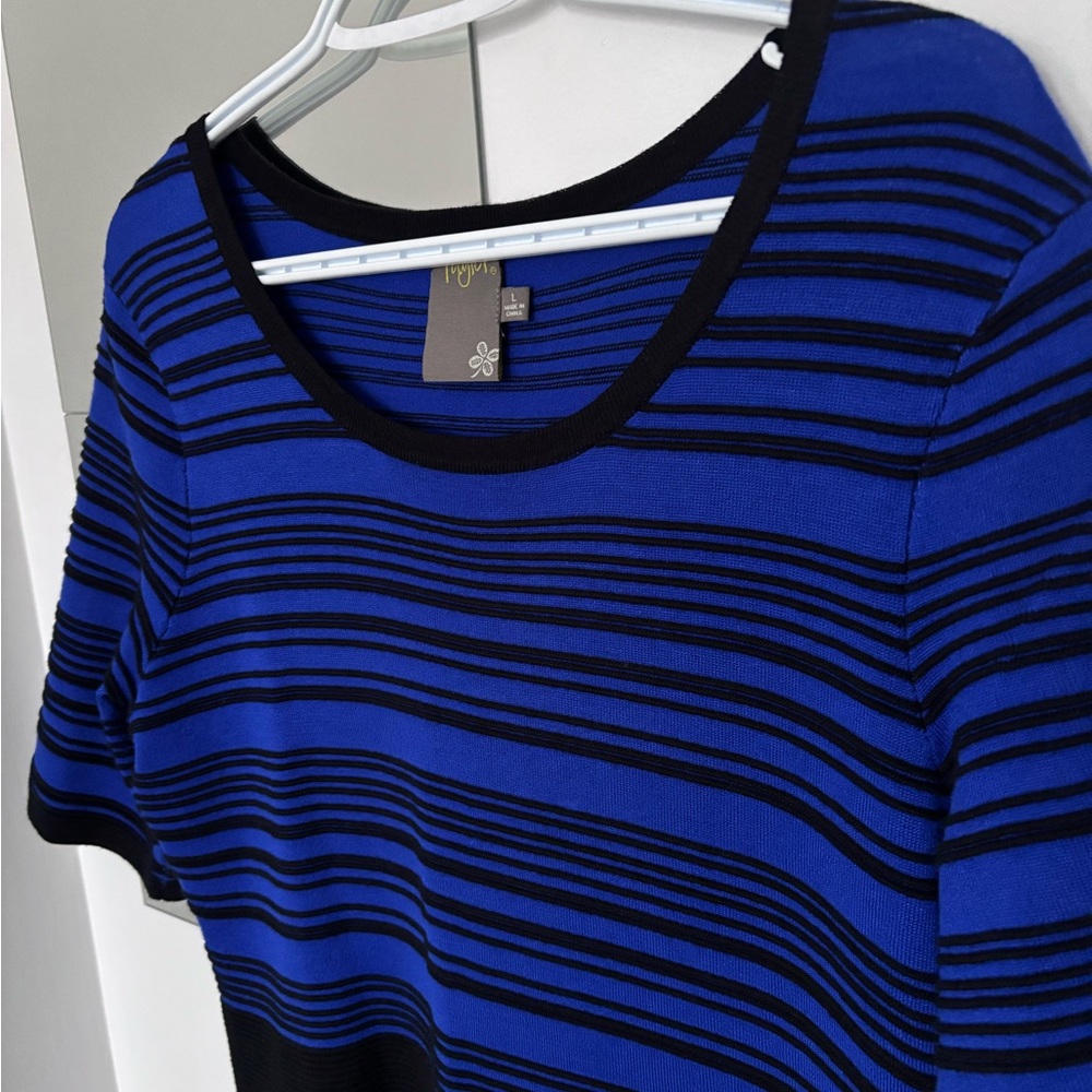 Taylor Blue and Black Striped Mini Dress - Picture 2 of 5